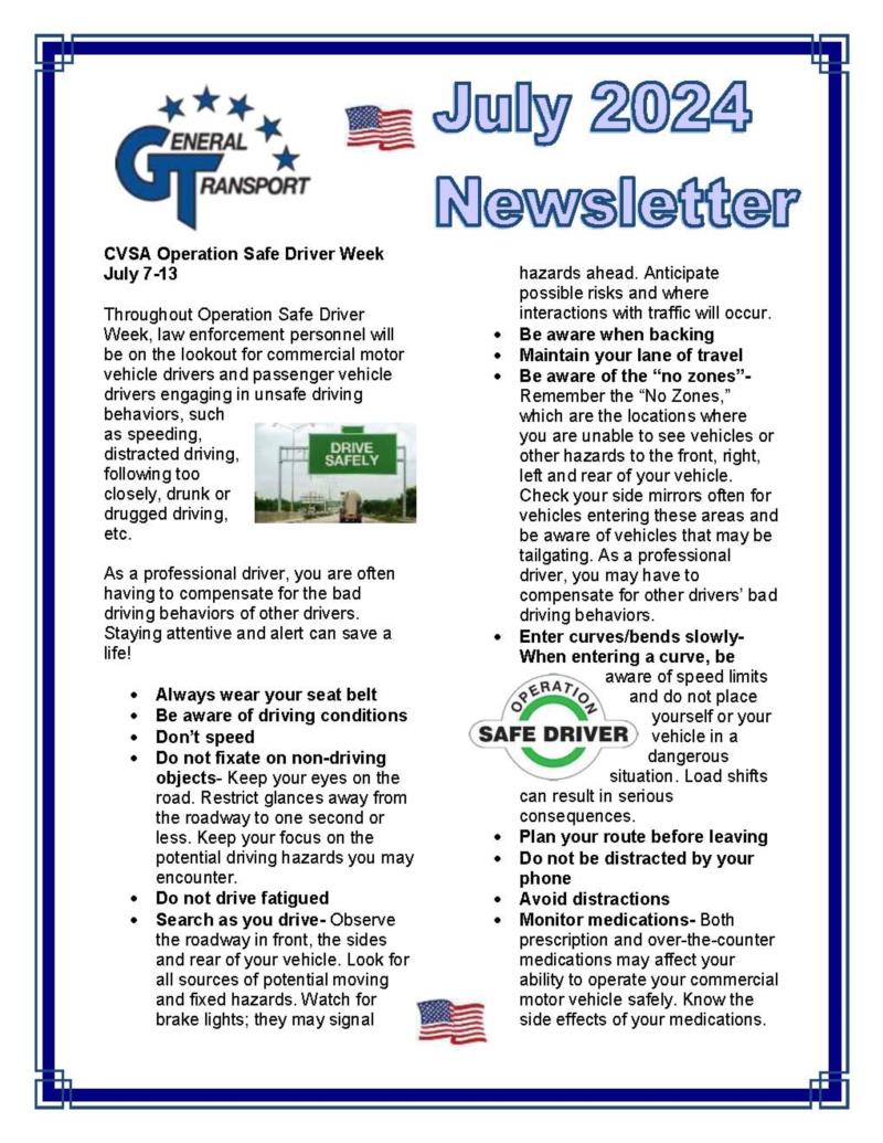 General Transport July 2024 Newsletter